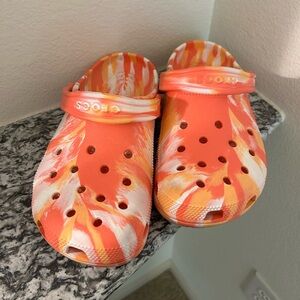 Crocs Orange and White Clogs